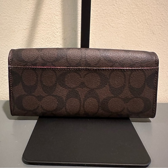 Coach Brown Signature C’s Pattern Wallet Coated Canvas - Picture 2 of 10
